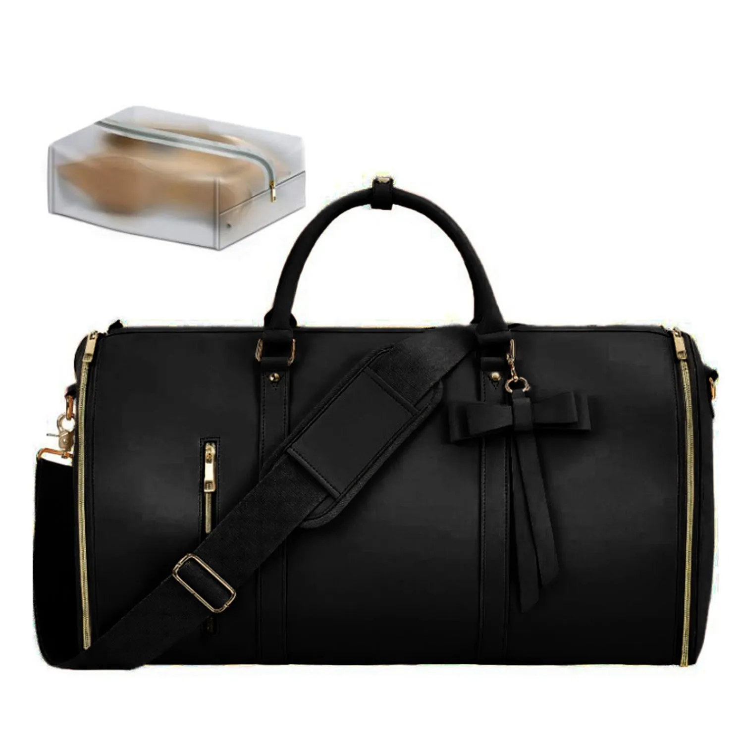 2-in-1 Leather Garment Duffle Bag - Wrinkle-Free Travel Bag