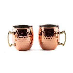 20 Oz Hammered Copper Moscow Mule Mugs, Set Of 2