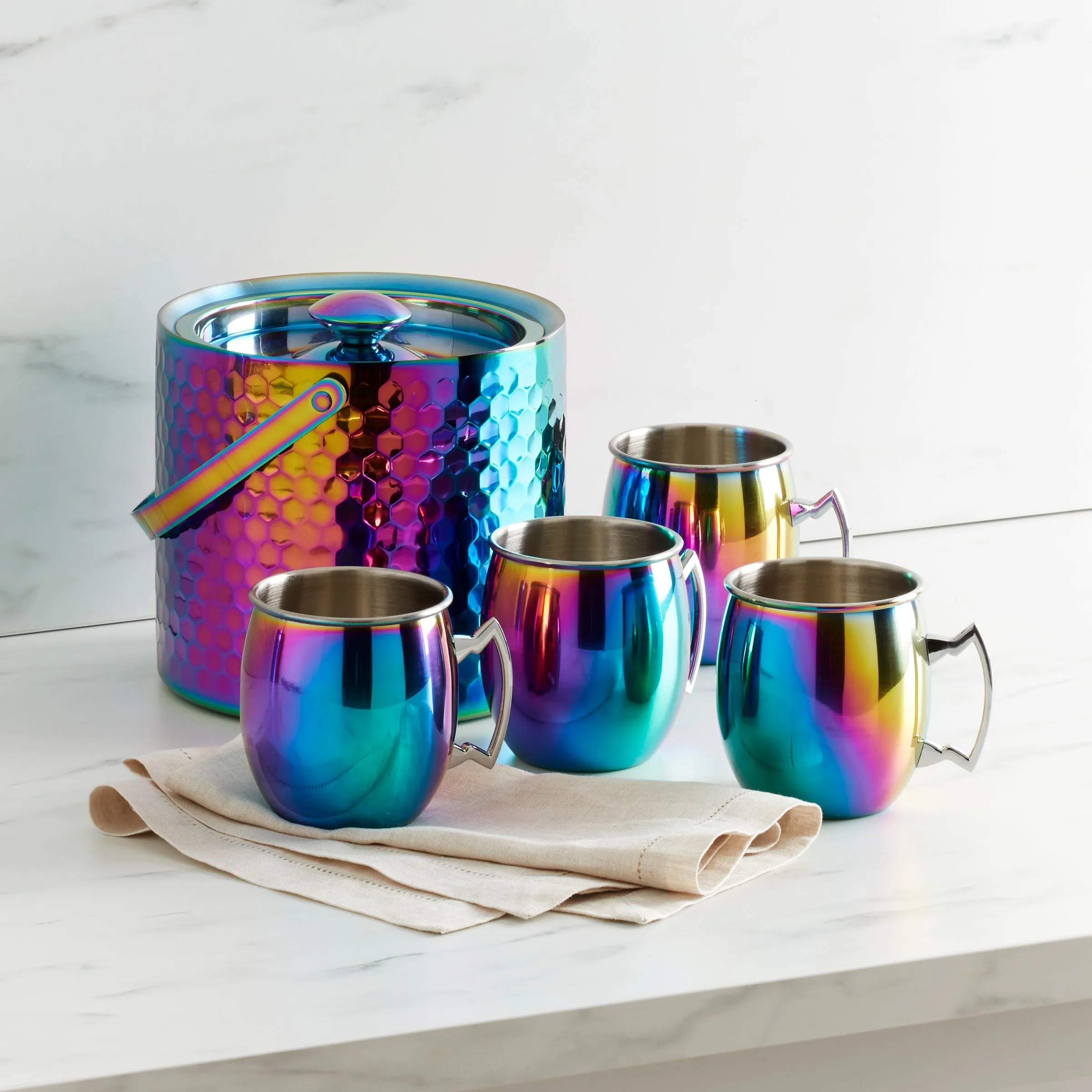 20 Oz Rainbow Moscow Mule Mugs, Set Of 4