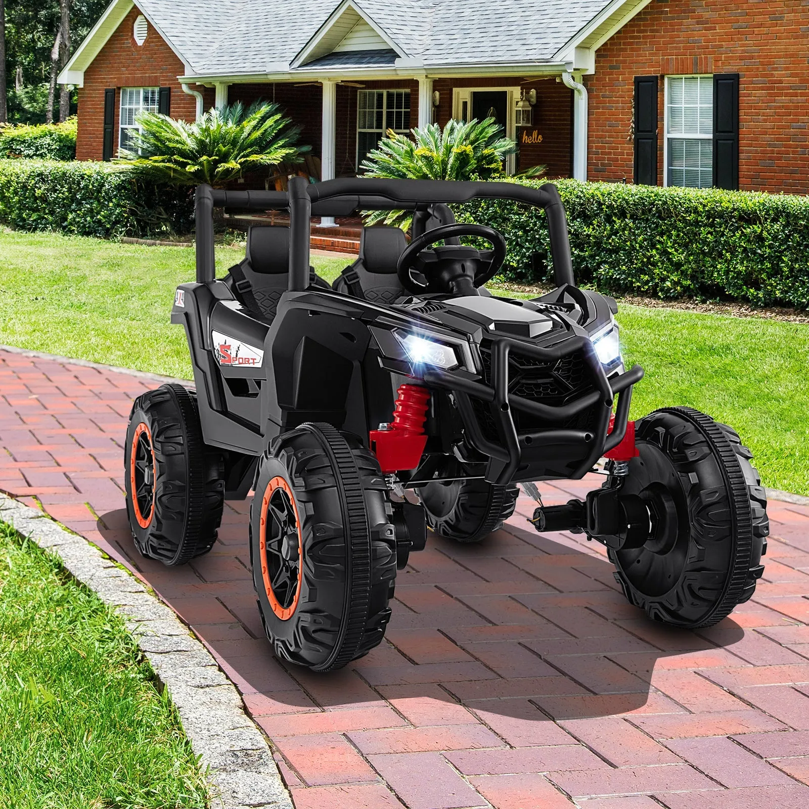 24V Kids Ride on UTV with 4 x 100W Powerful Engin and Remote Control-Black