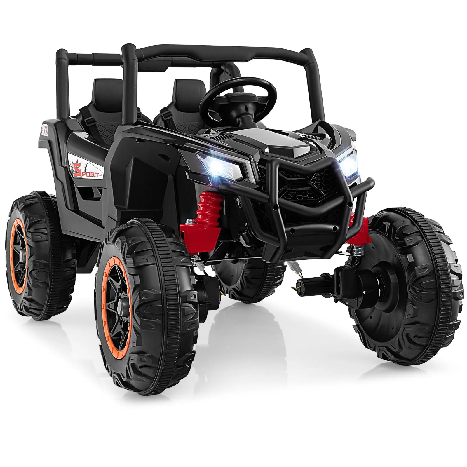 24V Kids Ride on UTV with 4 x 100W Powerful Engin and Remote Control-Black