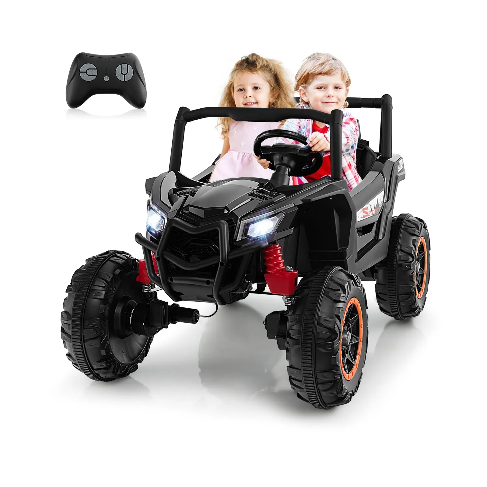 24V Kids Ride on UTV with 4 x 100W Powerful Engin and Remote Control-Black