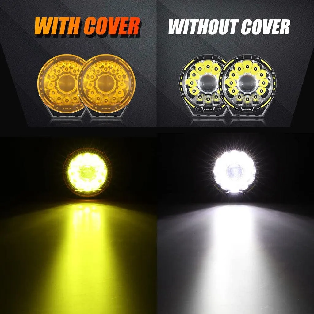 (2pcs/set) 7 Inch 230W 33332LM 360-PRO Series Custom Lens Offroad LED Driving Lights Amber/Black Covers(Optional) for FORD F150 F250