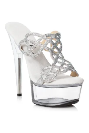 609-SABRINA Stripper Slide | Silver Rhinestones