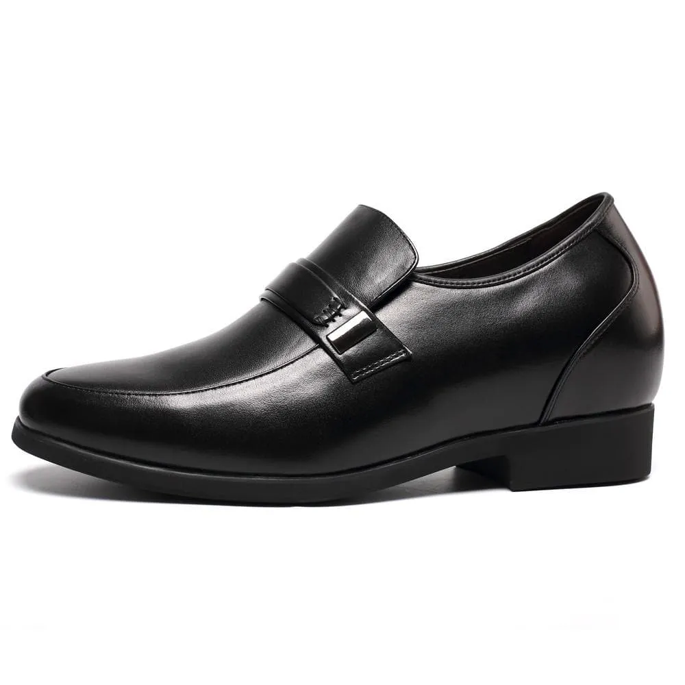 7 CM / 2.76 Inches Taller - CMR CHAMARIPA Convenient Lace-Less Black Height Increase Dress Shoes