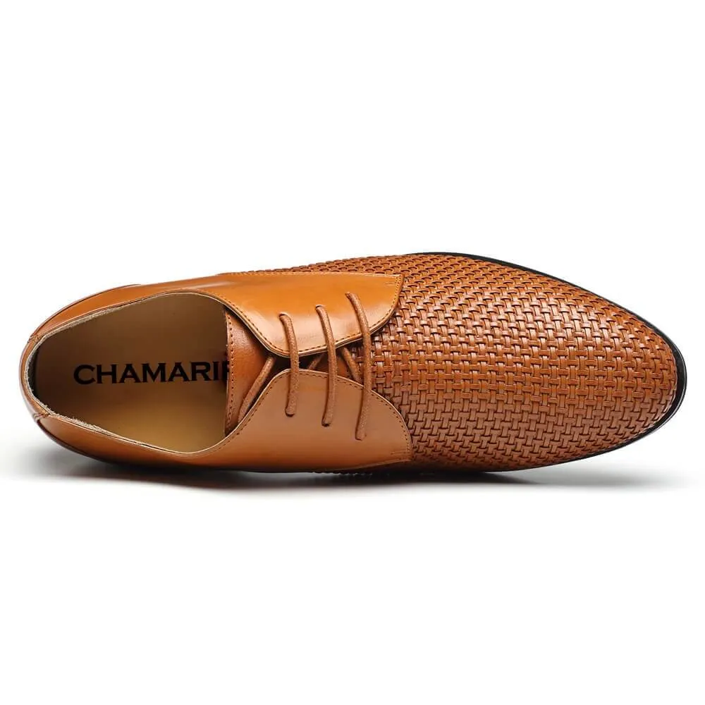 7.5 CM / 2.95 Inches Taller - CMR CHAMARIPA Custom Men Taller Shoes Woven Leather Dress Shoes