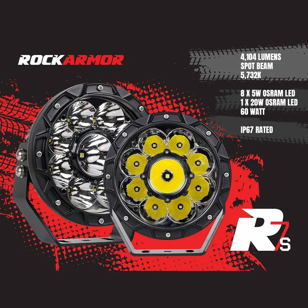 7" 60W LED Driving Lights | IP67 | R7's Rockarmor