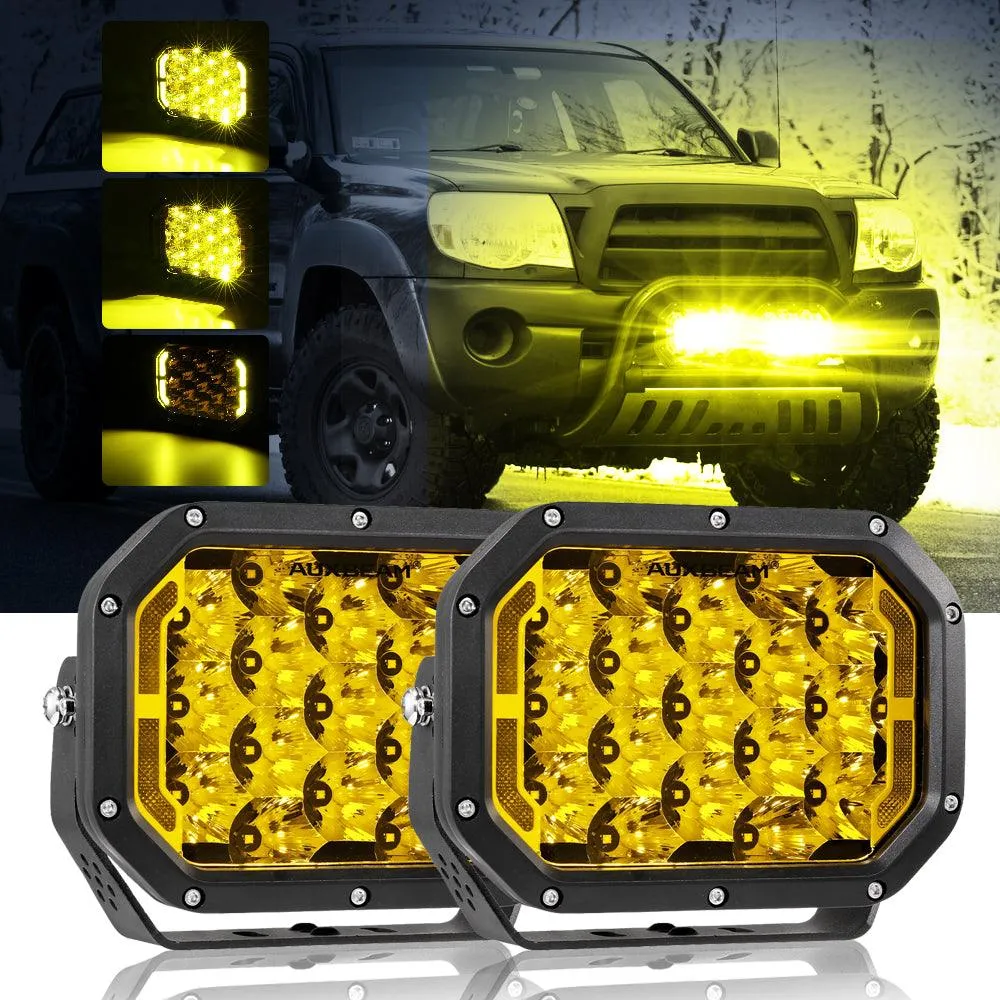 7x5 Inch Rectangle LED Pods Amber Spot Driving Lights with DRL