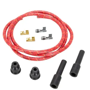 8mm Cloth Straight Spark Plug Wire Sets - Red with Black and Yellow tracers