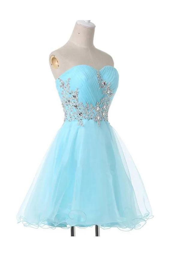 A-Line Sweetheart Appliques Beading Lace-Up Homecoming Dress PG083