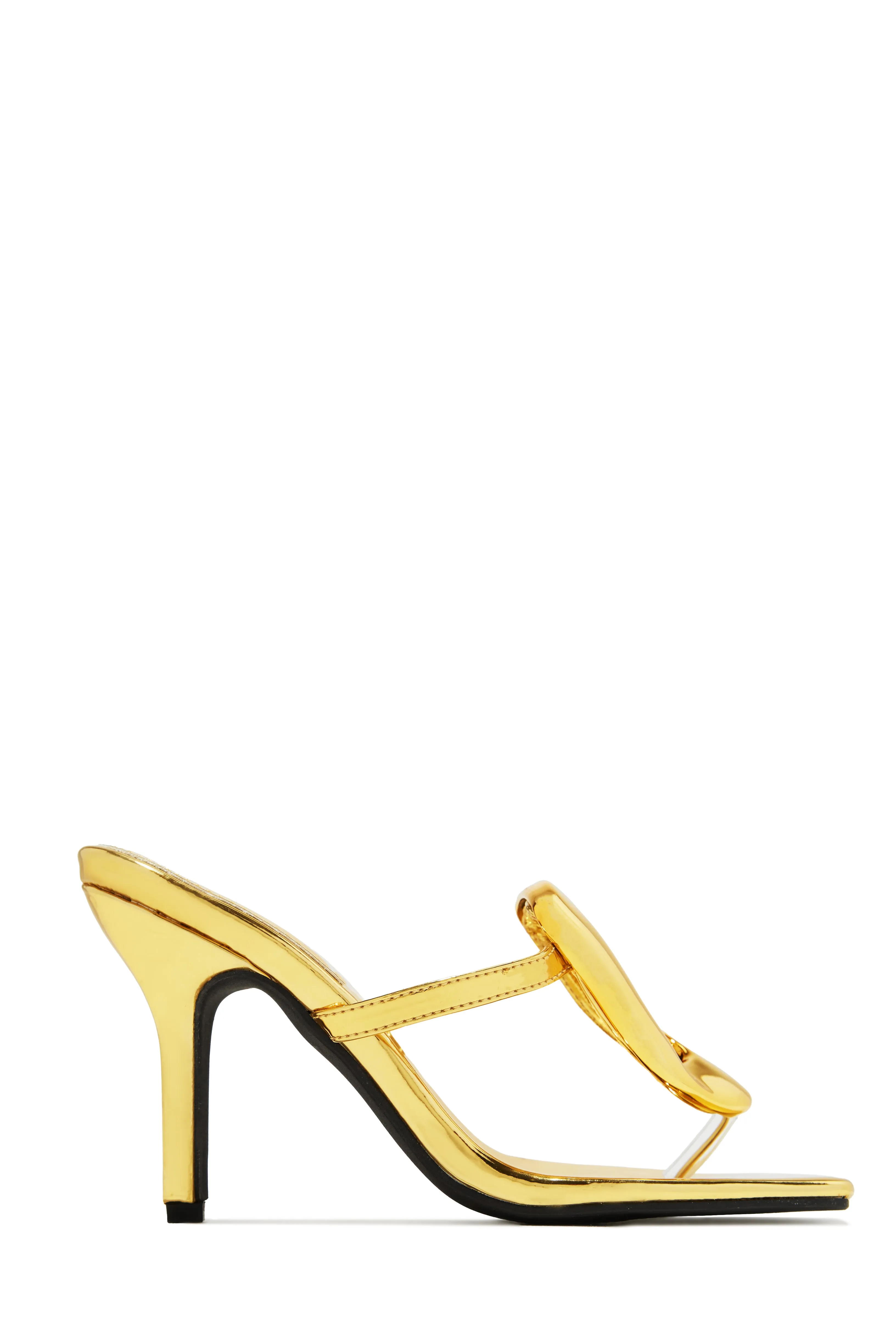 Adonna Thong Strap Mule Heels - Gold