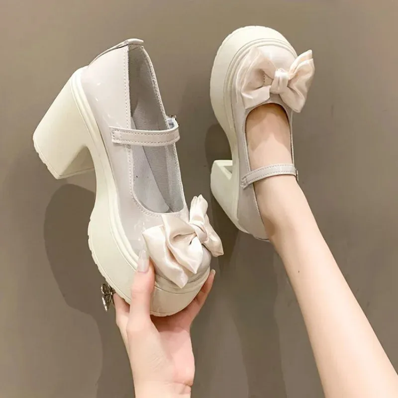 Aiertu Back  to school White Platform Heels Women Mary Jane Shoes Vintage Girls High Heel Platform Lolita Shoes Japanese Style College Student Shoes