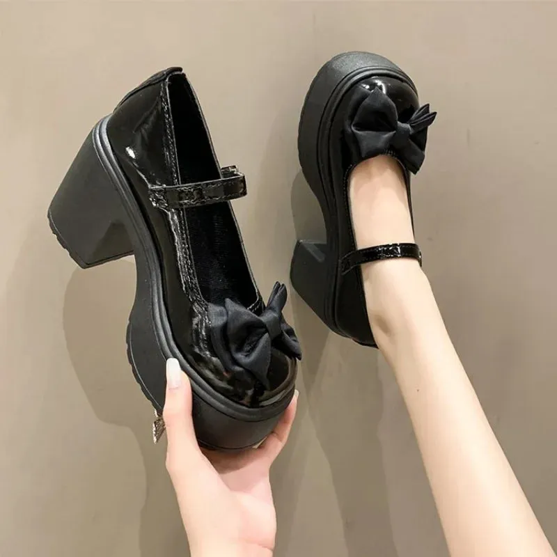 Aiertu Back  to school White Platform Heels Women Mary Jane Shoes Vintage Girls High Heel Platform Lolita Shoes Japanese Style College Student Shoes