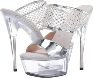 Aileen-609 Rhinestone Bling 6" Heel Mule Sandals