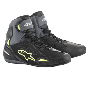 Alpinestars Faster 3 Drystar Motorcycle Shoes Black Grey Yellow Fluo