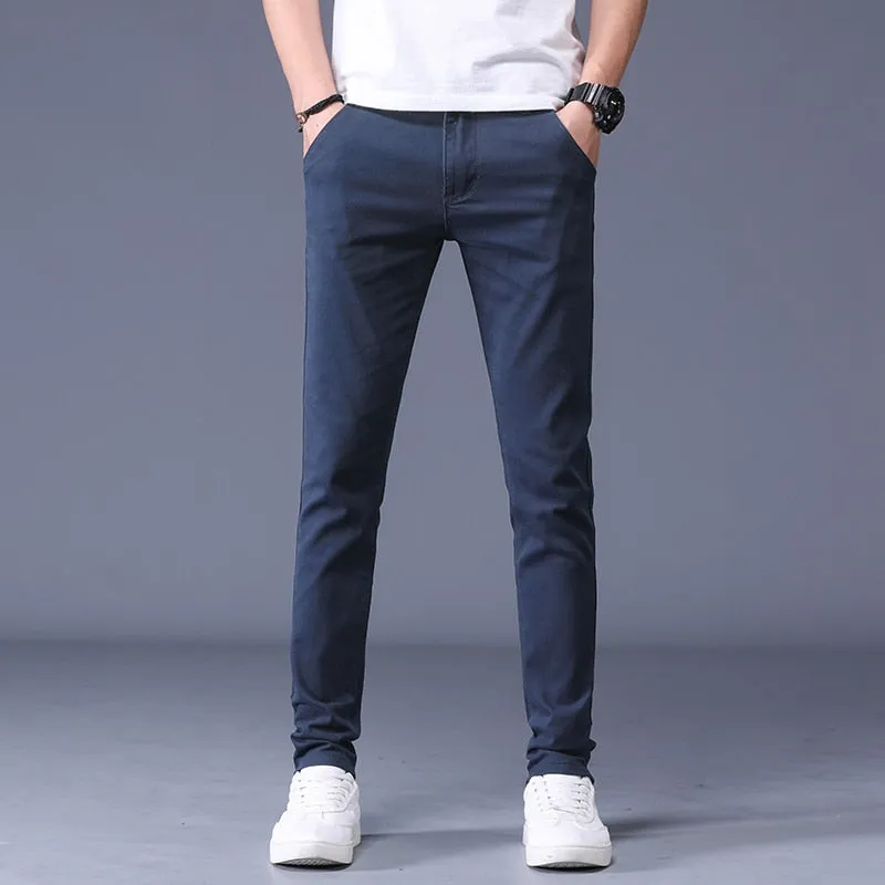 Antonios Slim Fit Cotton Stretch Trousers Men