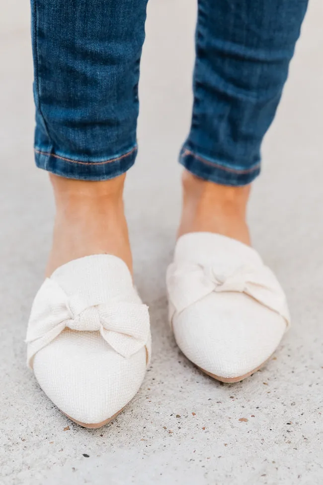 Audry Ivory Tweed Bow Mule Flats FINAL SALE