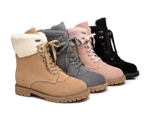 AUSTRALIAN SHEPHERD® UGG Boots Women Sheepskin Wool Lace Up Chunky Mina