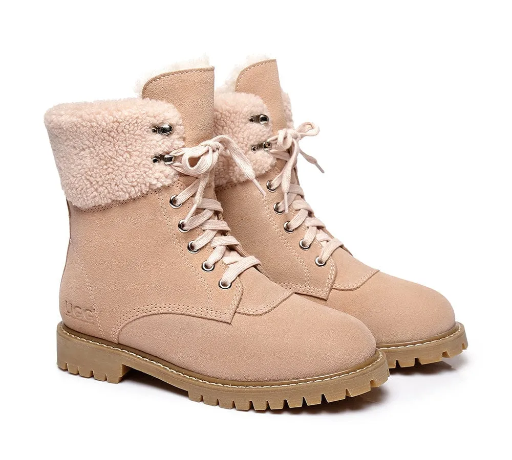 AUSTRALIAN SHEPHERD® UGG Boots Women Sheepskin Wool Lace Up Chunky Mina