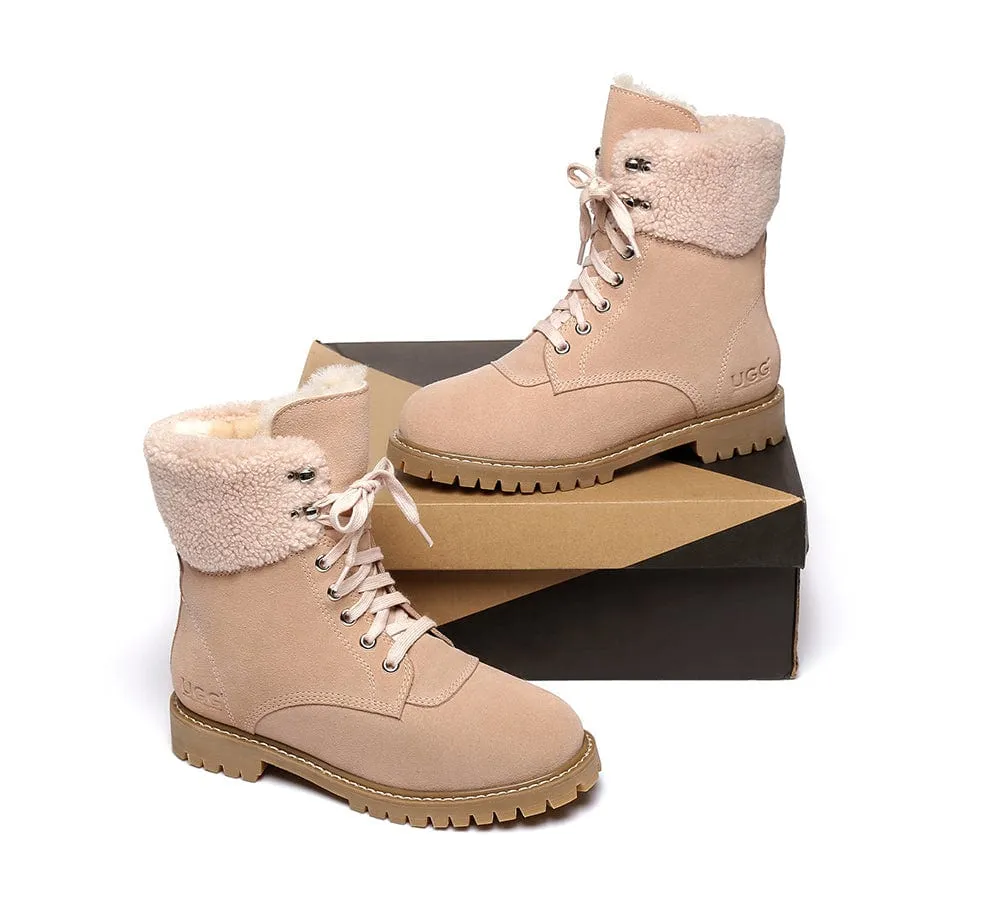 AUSTRALIAN SHEPHERD® UGG Boots Women Sheepskin Wool Lace Up Chunky Mina