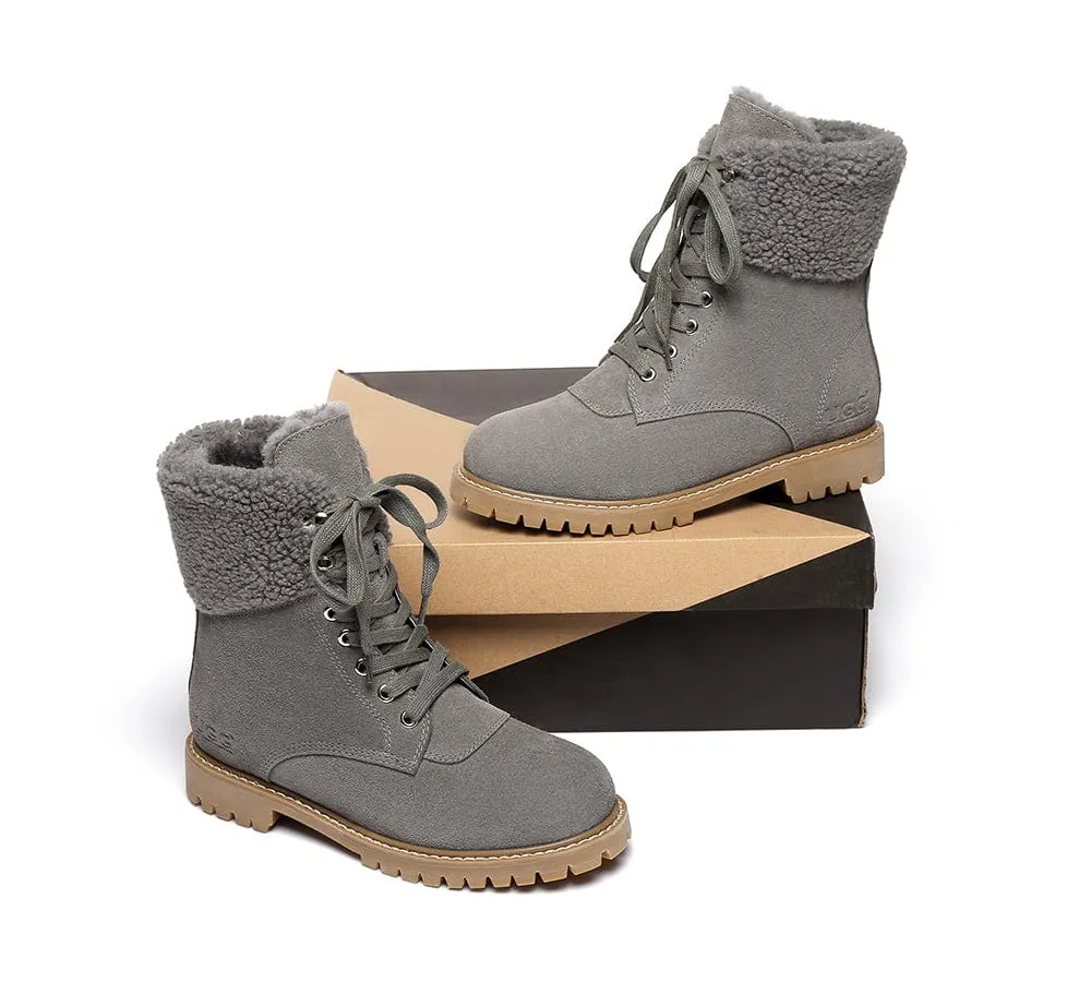 AUSTRALIAN SHEPHERD® UGG Boots Women Sheepskin Wool Lace Up Chunky Mina