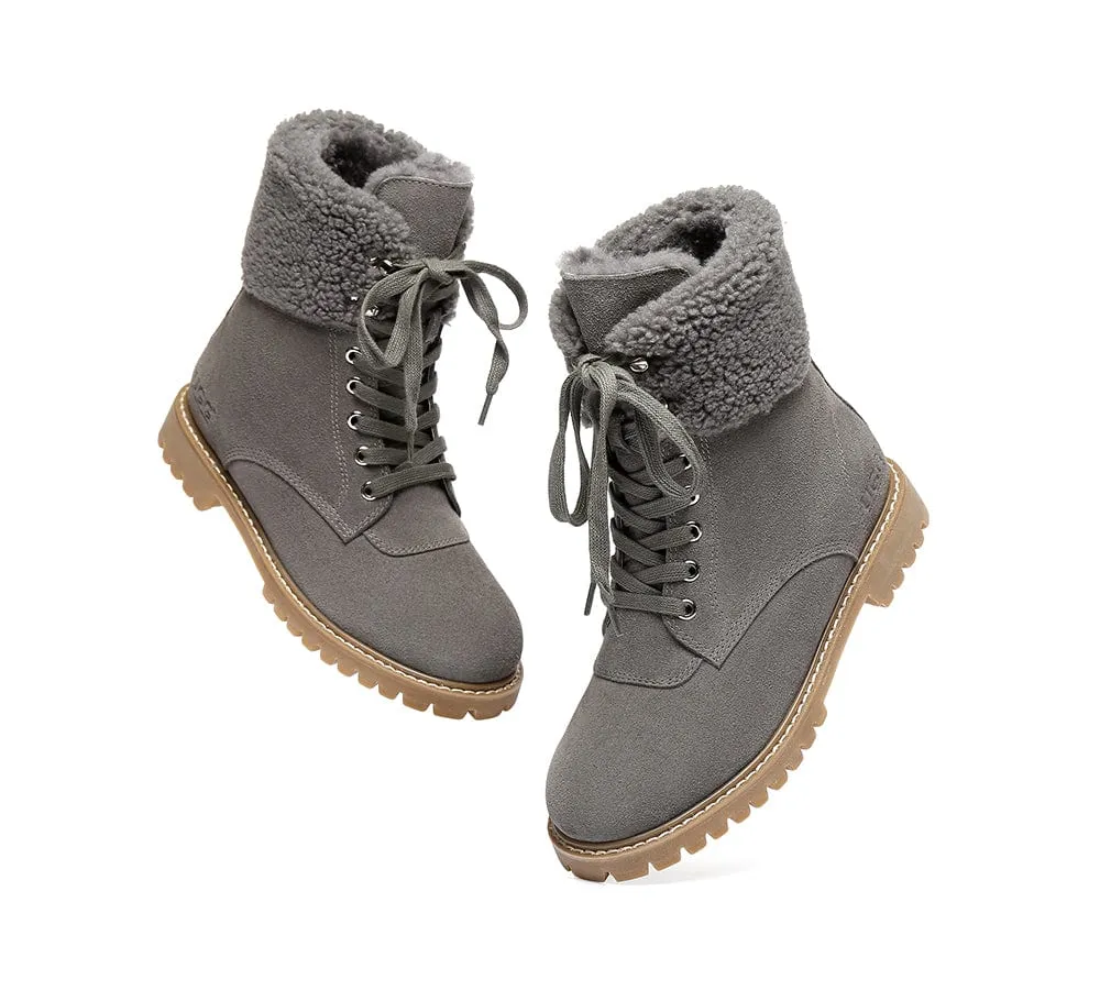 AUSTRALIAN SHEPHERD® UGG Boots Women Sheepskin Wool Lace Up Chunky Mina