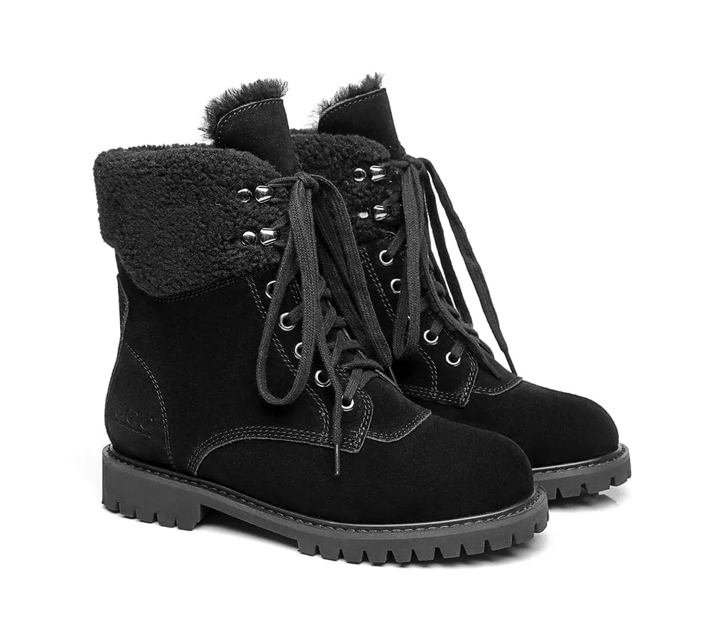 AUSTRALIAN SHEPHERD® UGG Boots Women Sheepskin Wool Lace Up Chunky Mina