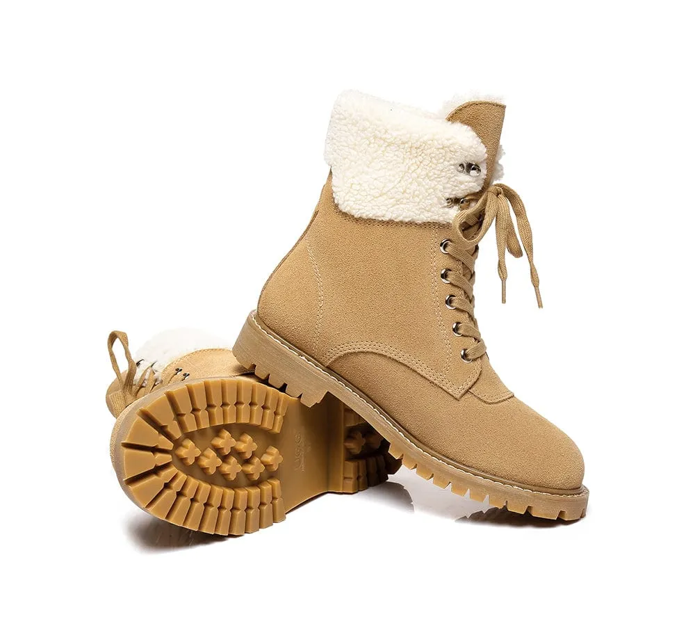 AUSTRALIAN SHEPHERD® UGG Boots Women Sheepskin Wool Lace Up Chunky Mina