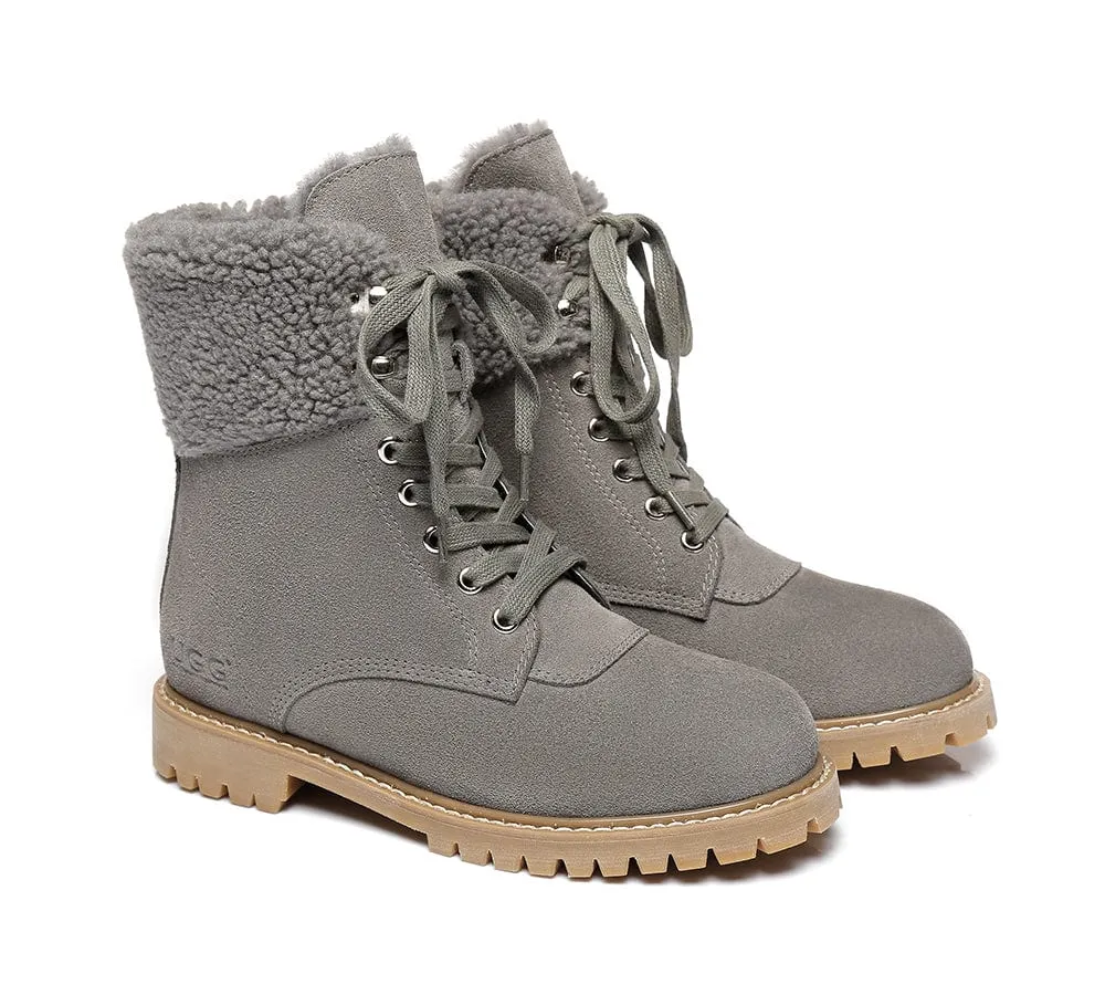 AUSTRALIAN SHEPHERD® UGG Boots Women Sheepskin Wool Lace Up Chunky Mina