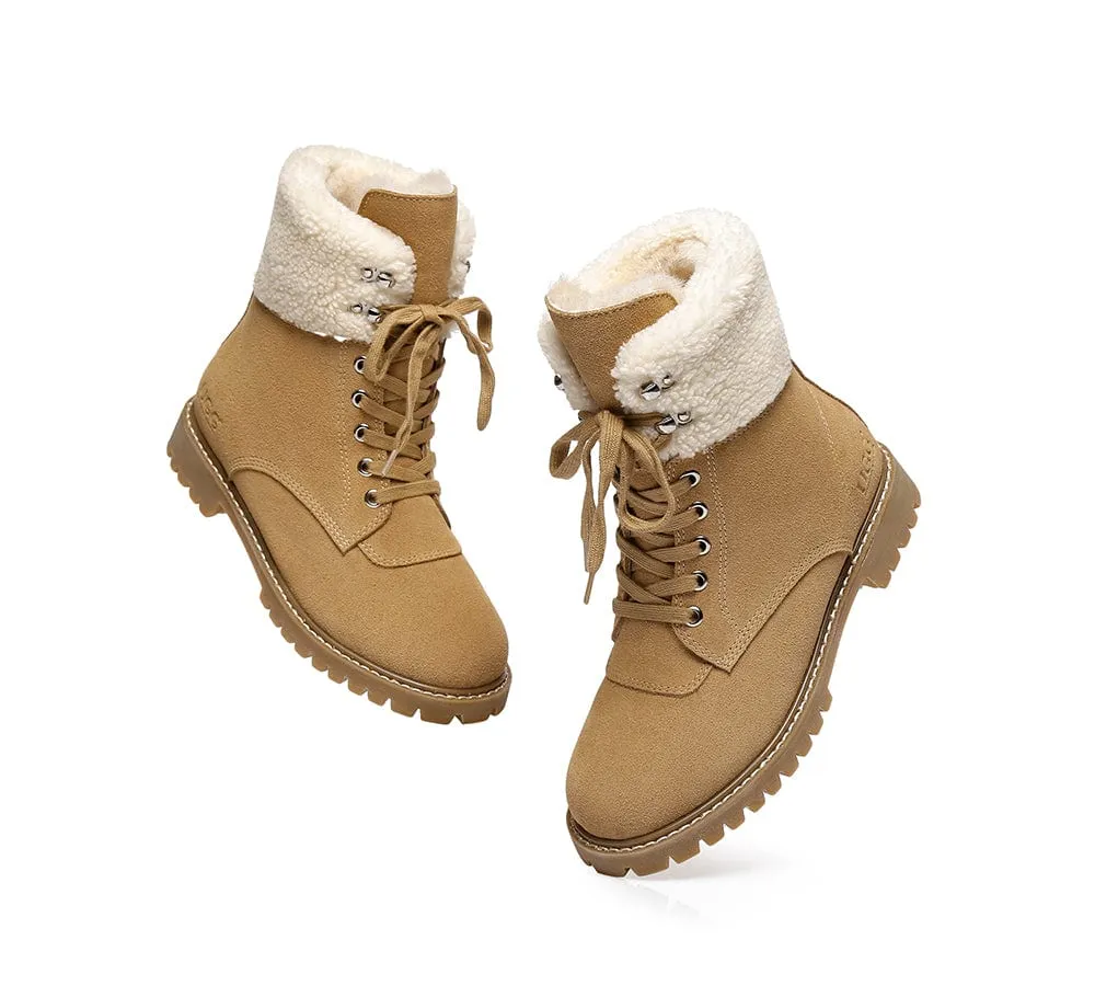 AUSTRALIAN SHEPHERD® UGG Boots Women Sheepskin Wool Lace Up Chunky Mina