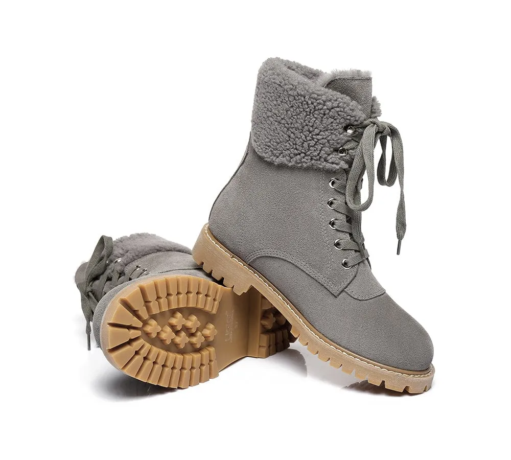 AUSTRALIAN SHEPHERD® UGG Boots Women Sheepskin Wool Lace Up Chunky Mina