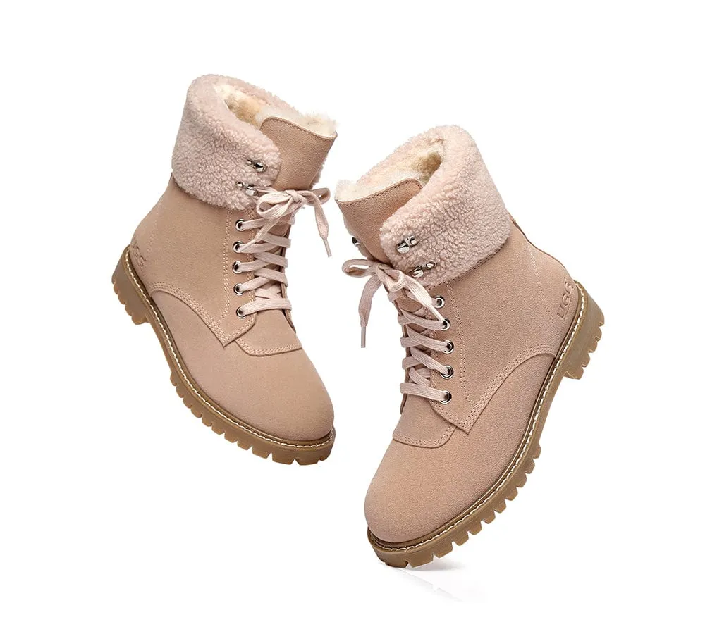 AUSTRALIAN SHEPHERD® UGG Boots Women Sheepskin Wool Lace Up Chunky Mina