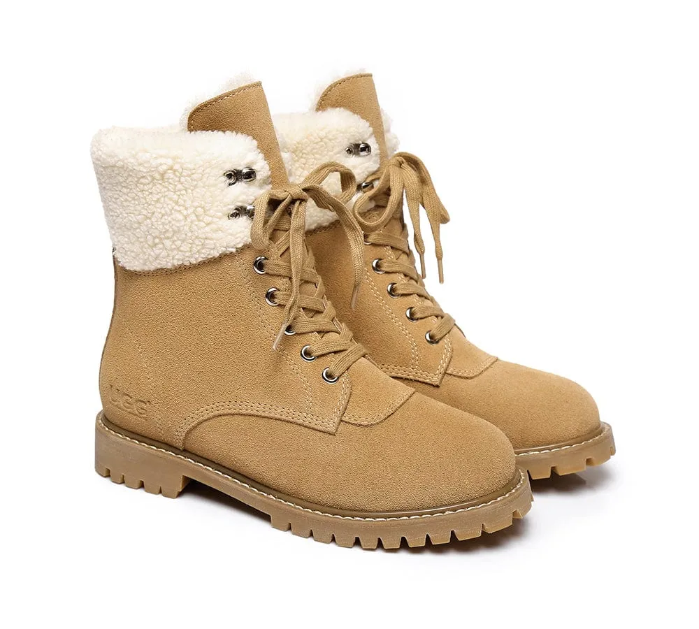 AUSTRALIAN SHEPHERD® UGG Boots Women Sheepskin Wool Lace Up Chunky Mina