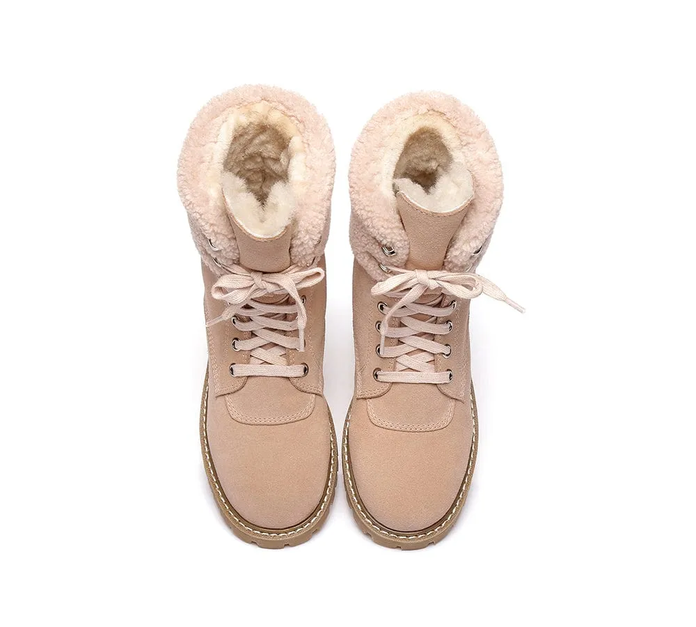 AUSTRALIAN SHEPHERD® UGG Boots Women Sheepskin Wool Lace Up Chunky Mina