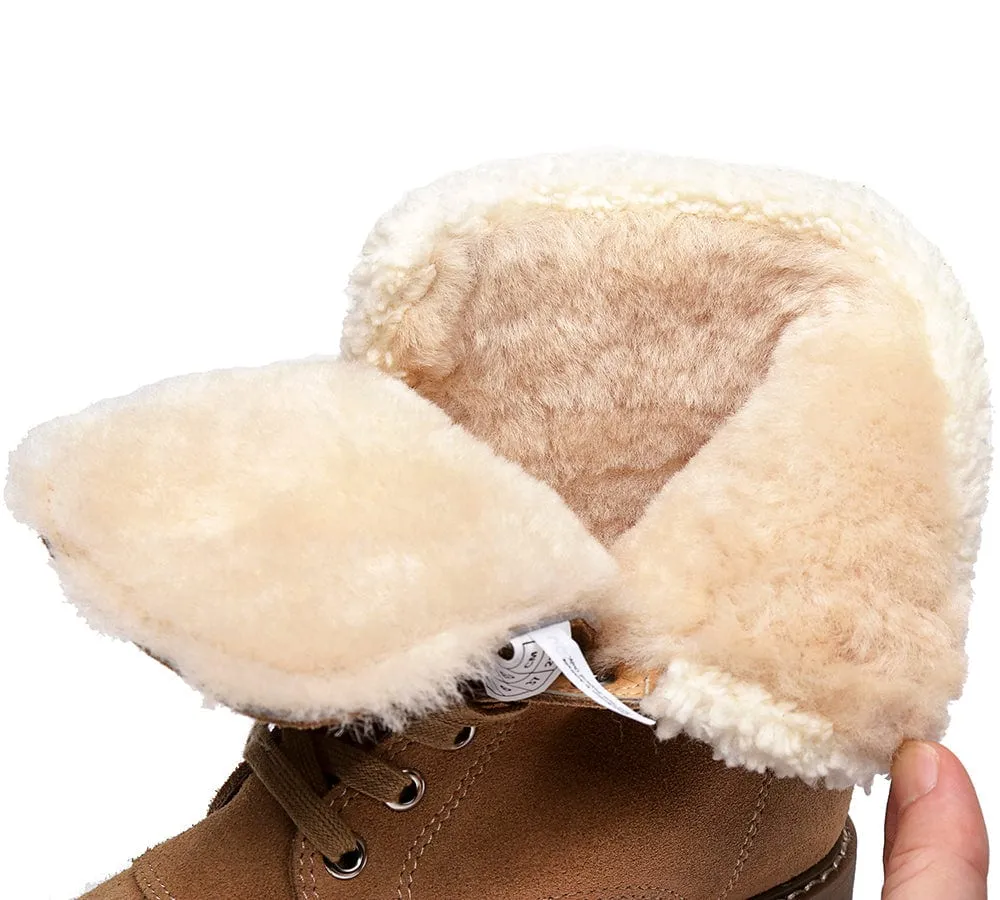 AUSTRALIAN SHEPHERD® UGG Boots Women Sheepskin Wool Lace Up Chunky Mina