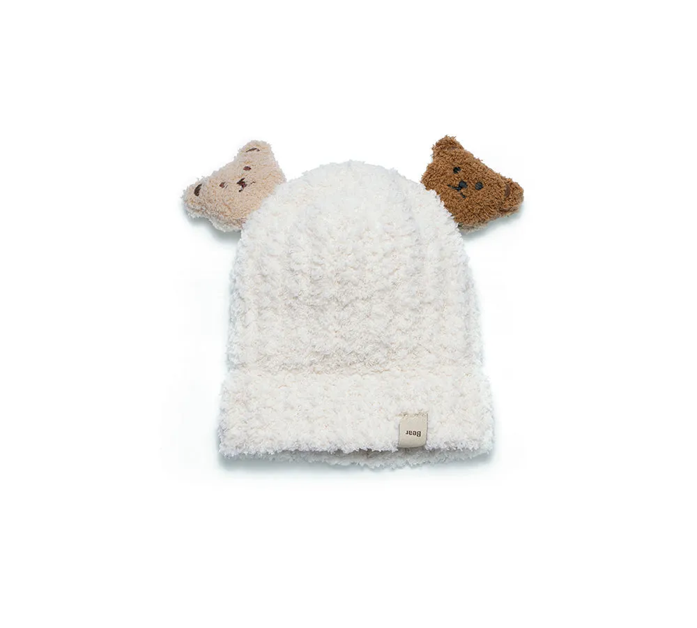 Baby Booties Gift Set with Shearling Bear Beanie and Scarf