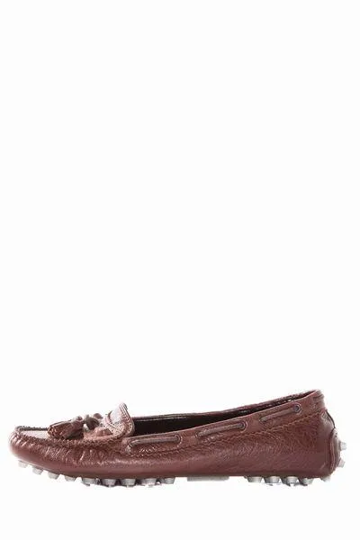 Balenciaga Brown Leather Driving Loafers SZ 36.5 sale