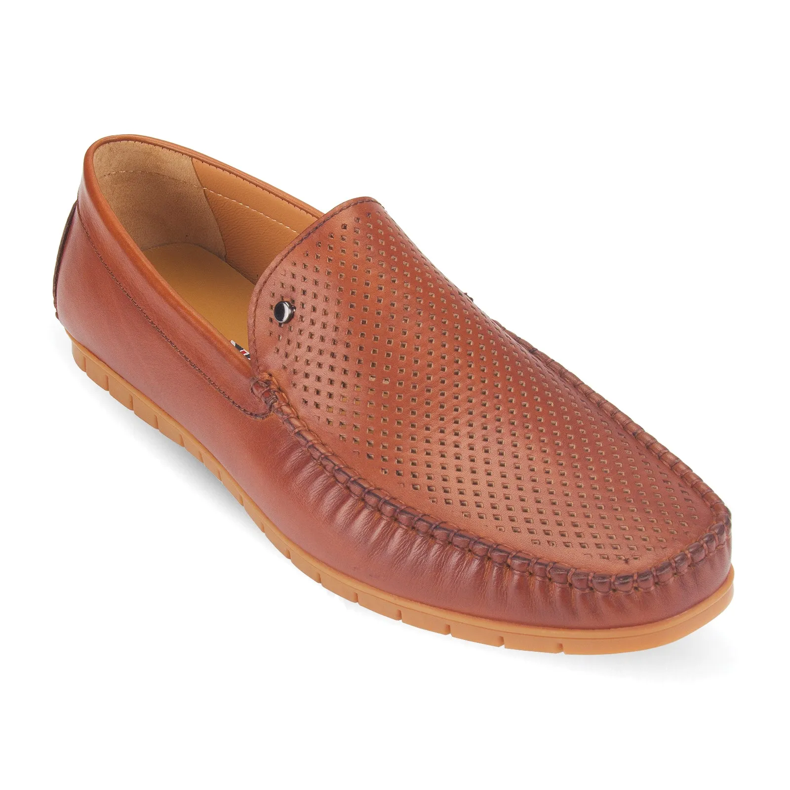 Bard mens perforated leather driving loafer