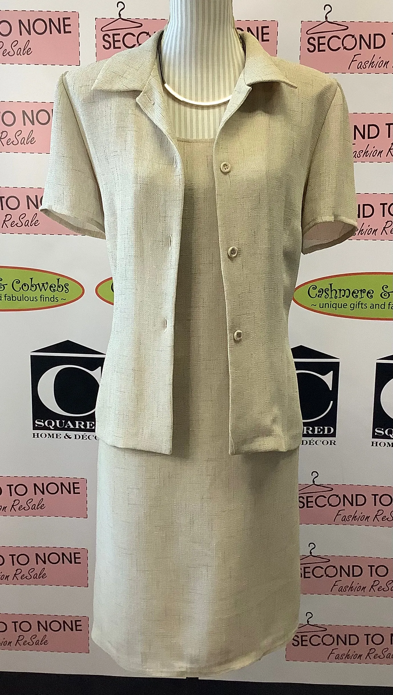 Beige 2.Pc Dress Set (Size 12)