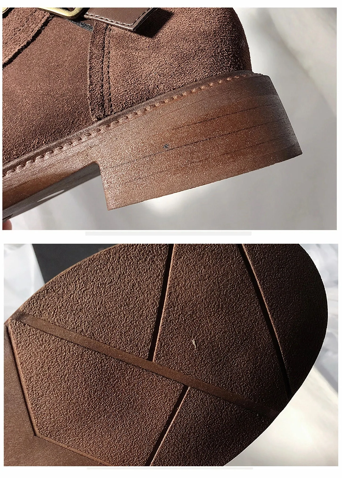 Belted Buckle Genuine Suede Shearling Lined Booties