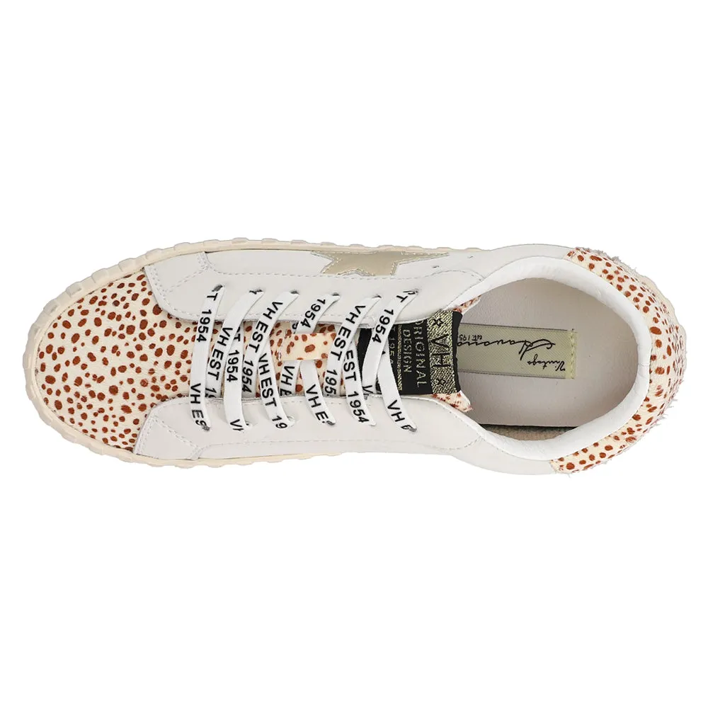 Beyond Metallic Cow Print Lace Up Sneakers