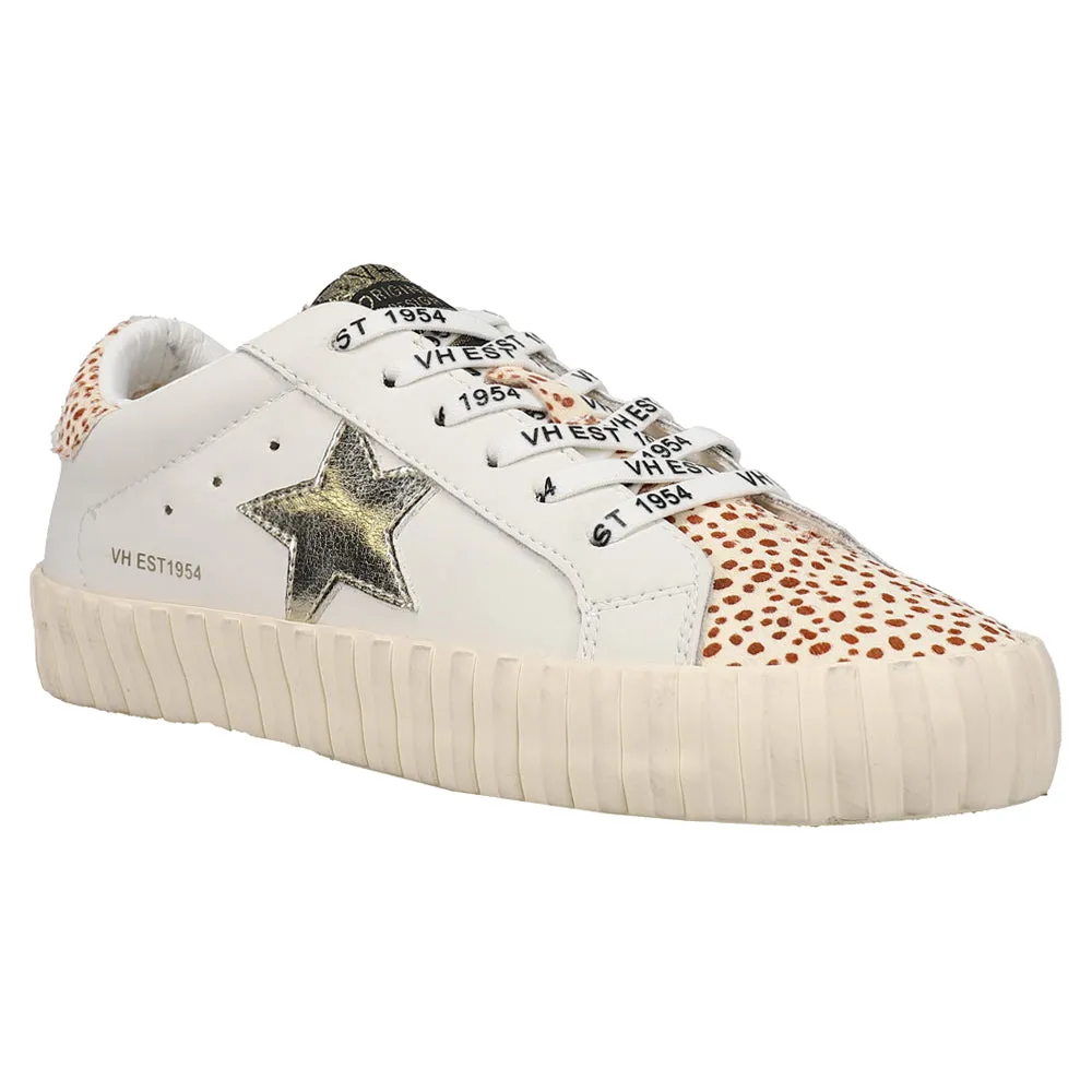 Beyond Metallic Cow Print Lace Up Sneakers