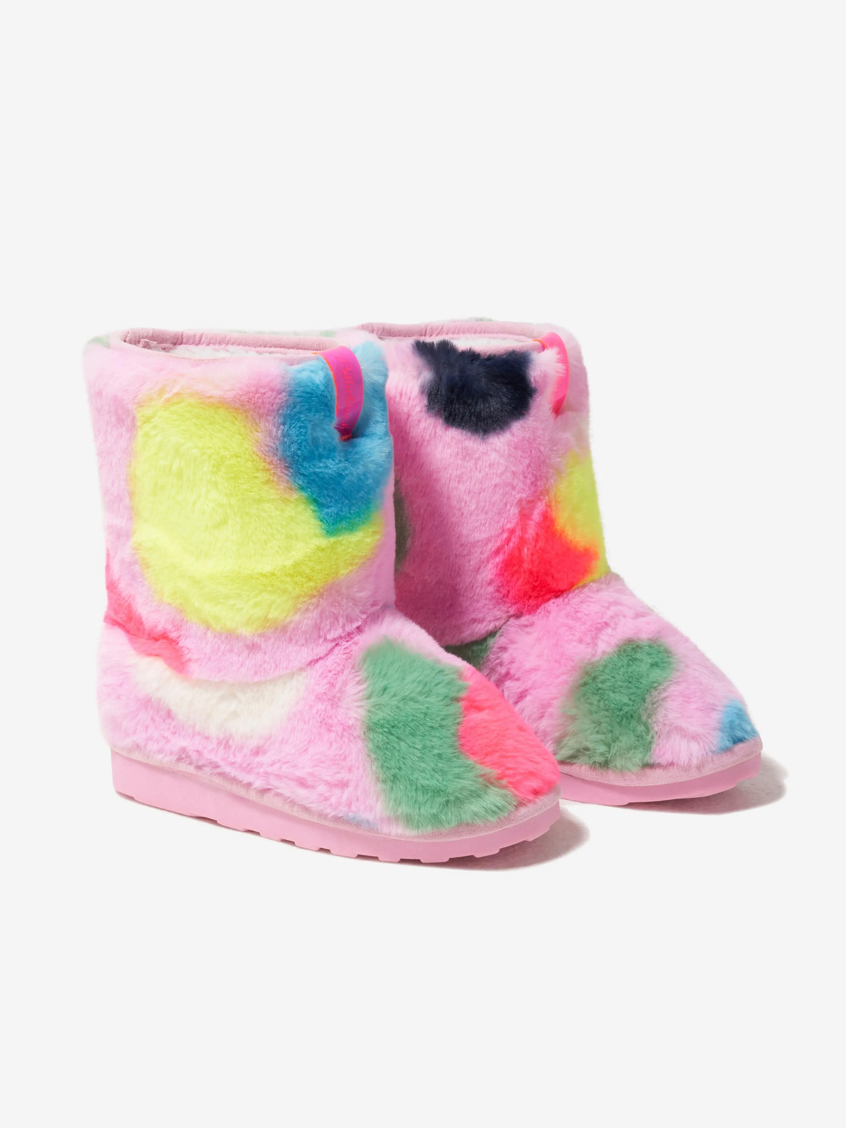 Billieblush Girls Faux Fur Heart Boots in Pink