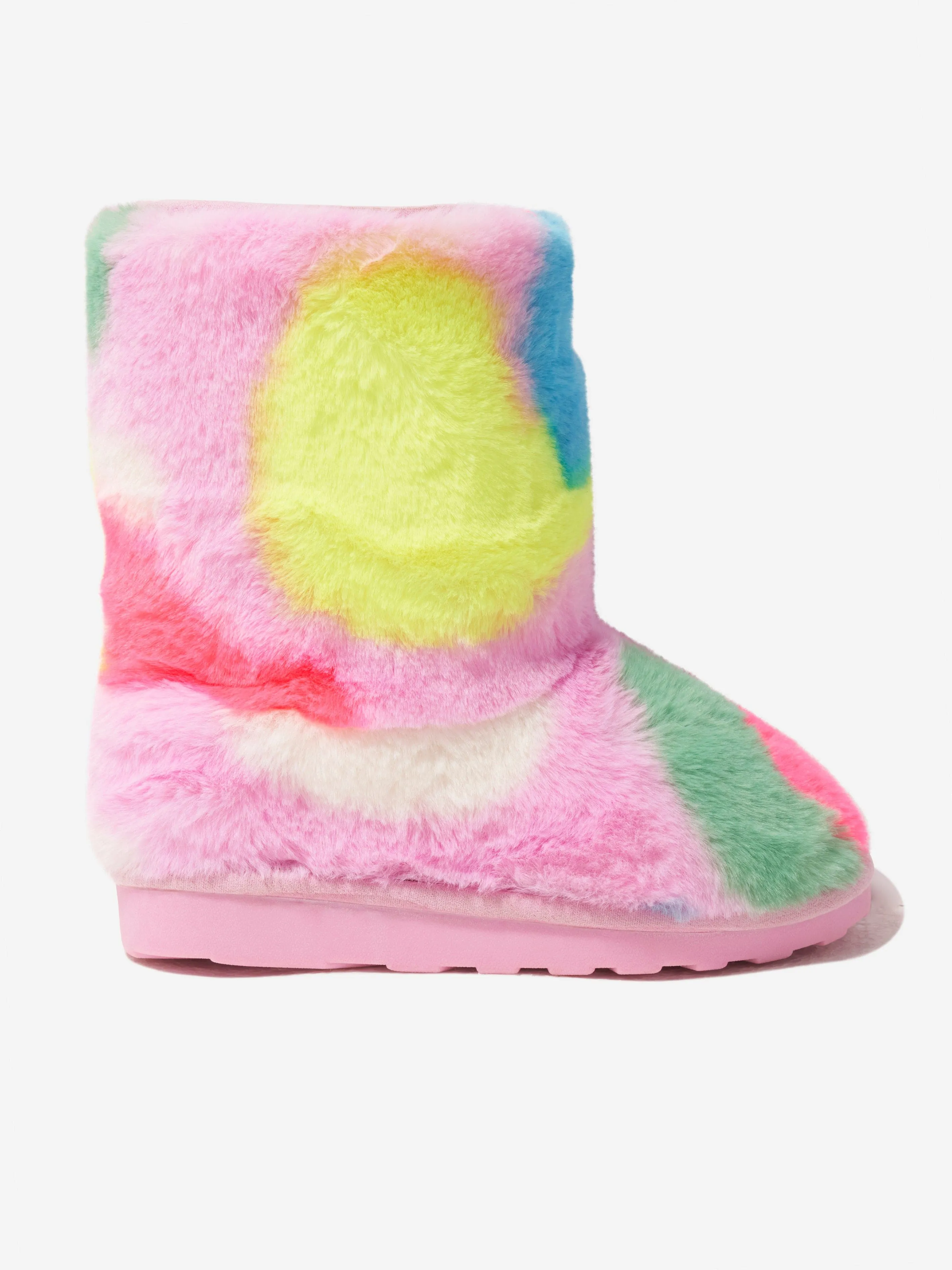 Billieblush Girls Faux Fur Heart Boots in Pink