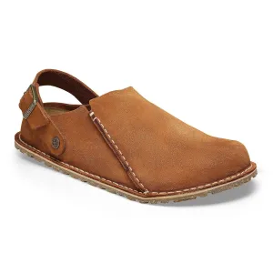 Birkenstock Lutry Premium Suede Mens Mink Suede Buckle Slip Ons