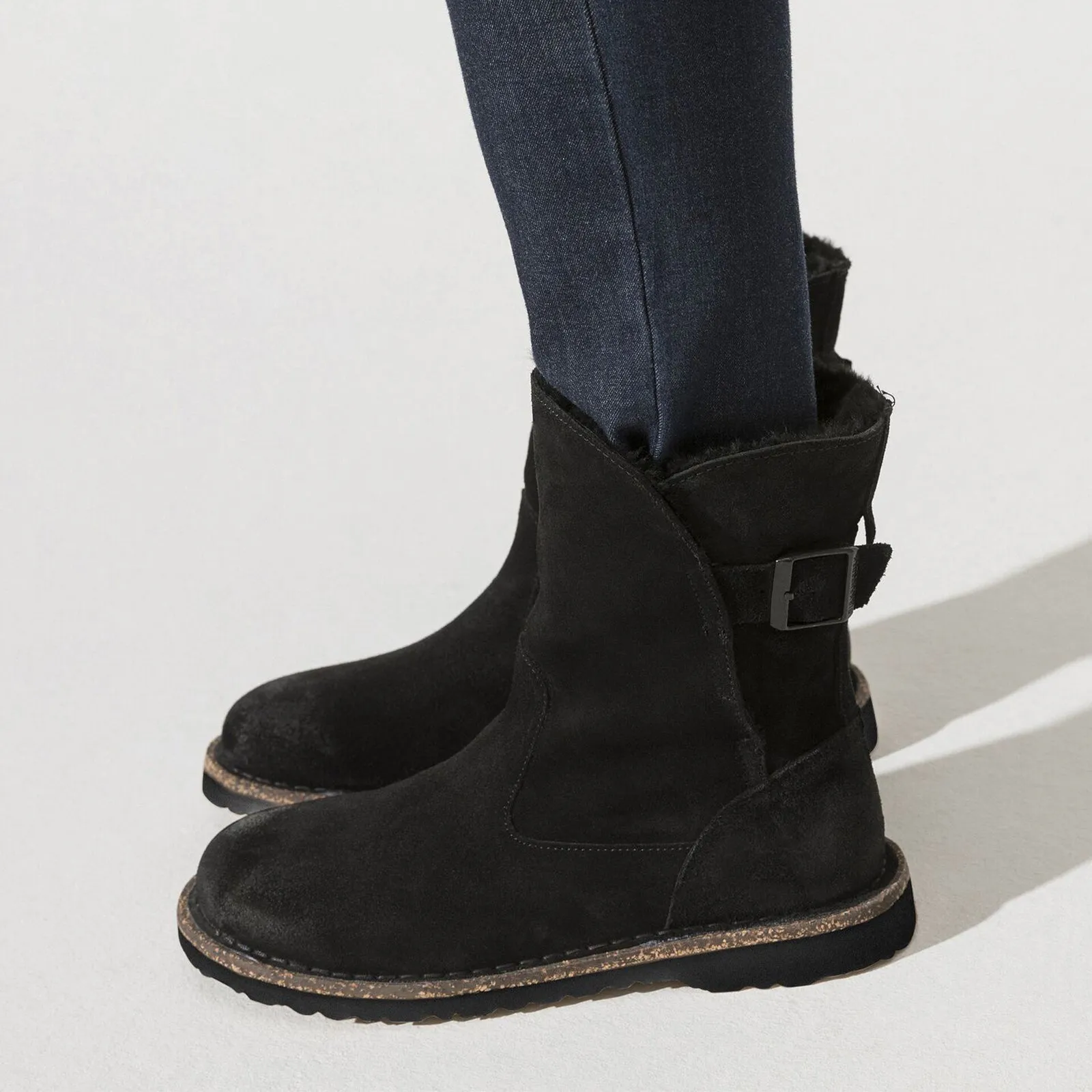 Birkenstock Uppsala Boot (Women) - Black Suede/Black Shearling