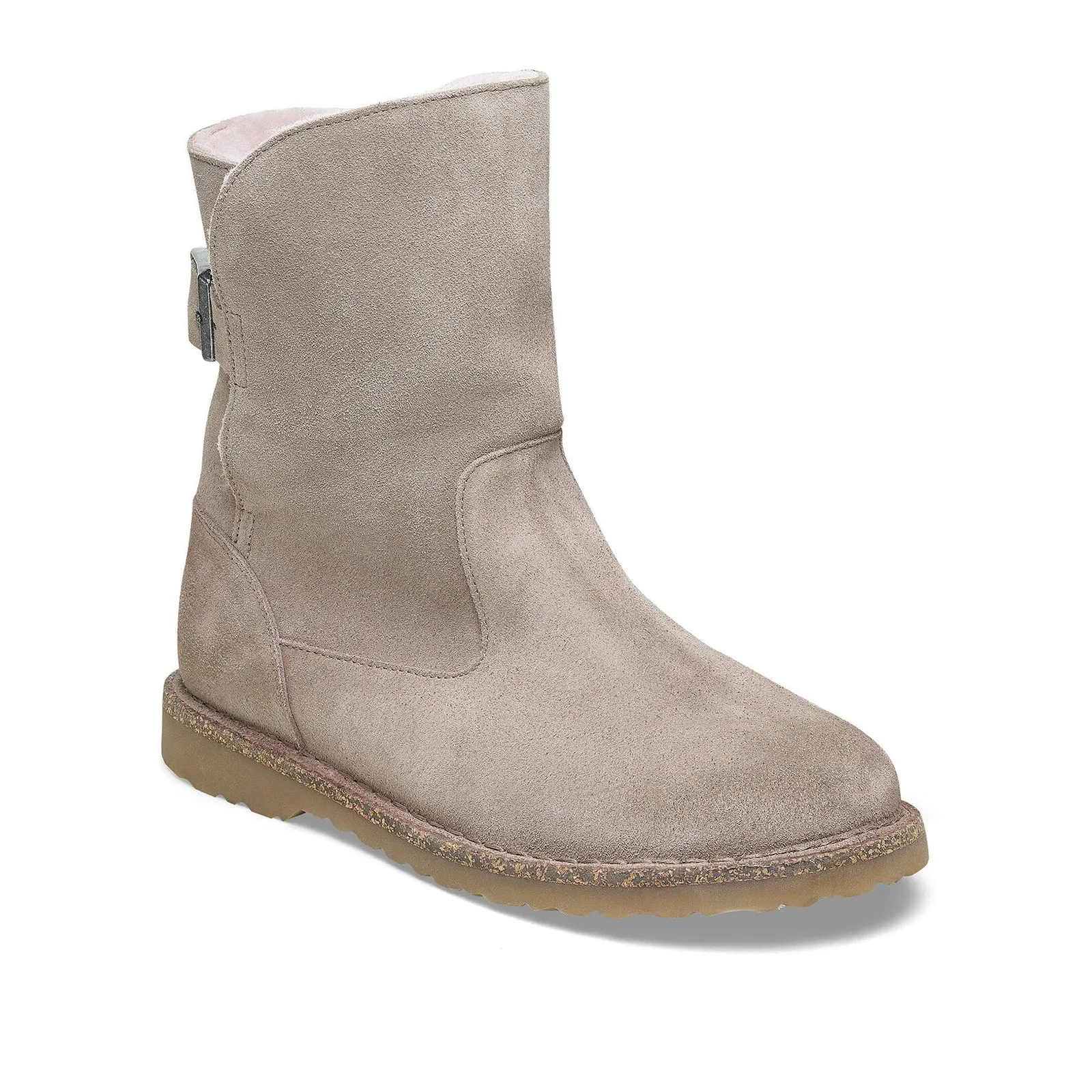 Birkenstock Uppsala Boot (Women) - Gray Taupe Suede/Soft Pink Shearling