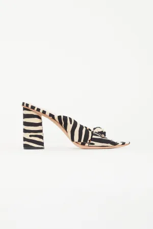 Black & Beige Striped Knot Mule