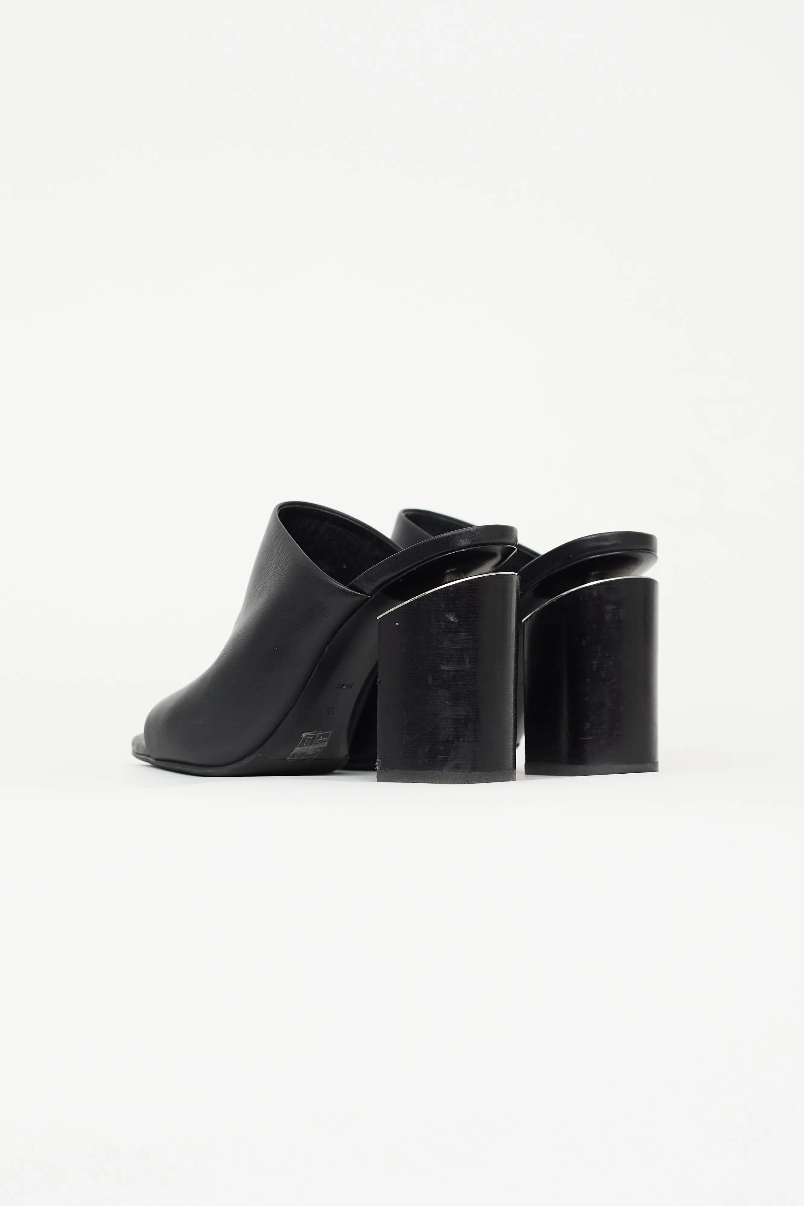 Black Leather Avery Heeled Mule