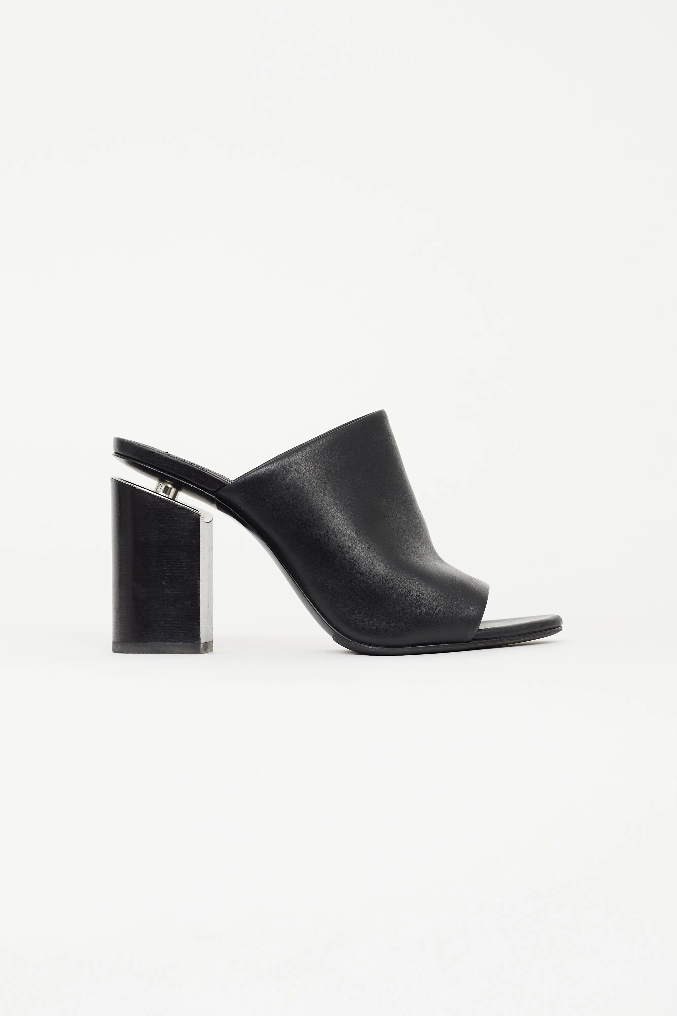 Black Leather Avery Heeled Mule